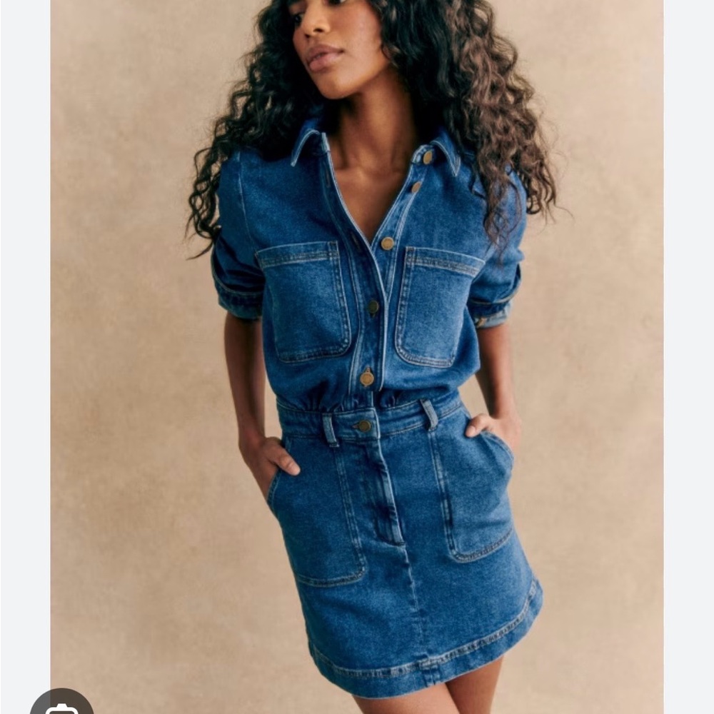 Sezane Blue Denim Dress